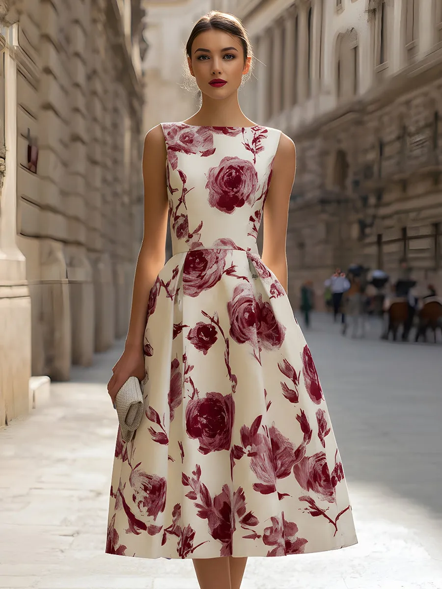 Sleeveless Floral A-Line Midi Dress sold by Mooyius product image thumbnail 2