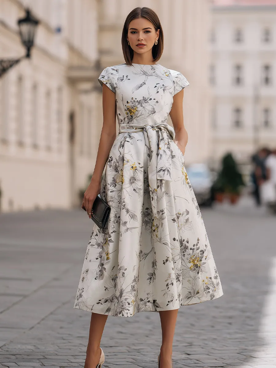 Floral Tie Waist Midi Dress sold by Mooyius product image thumbnail 2