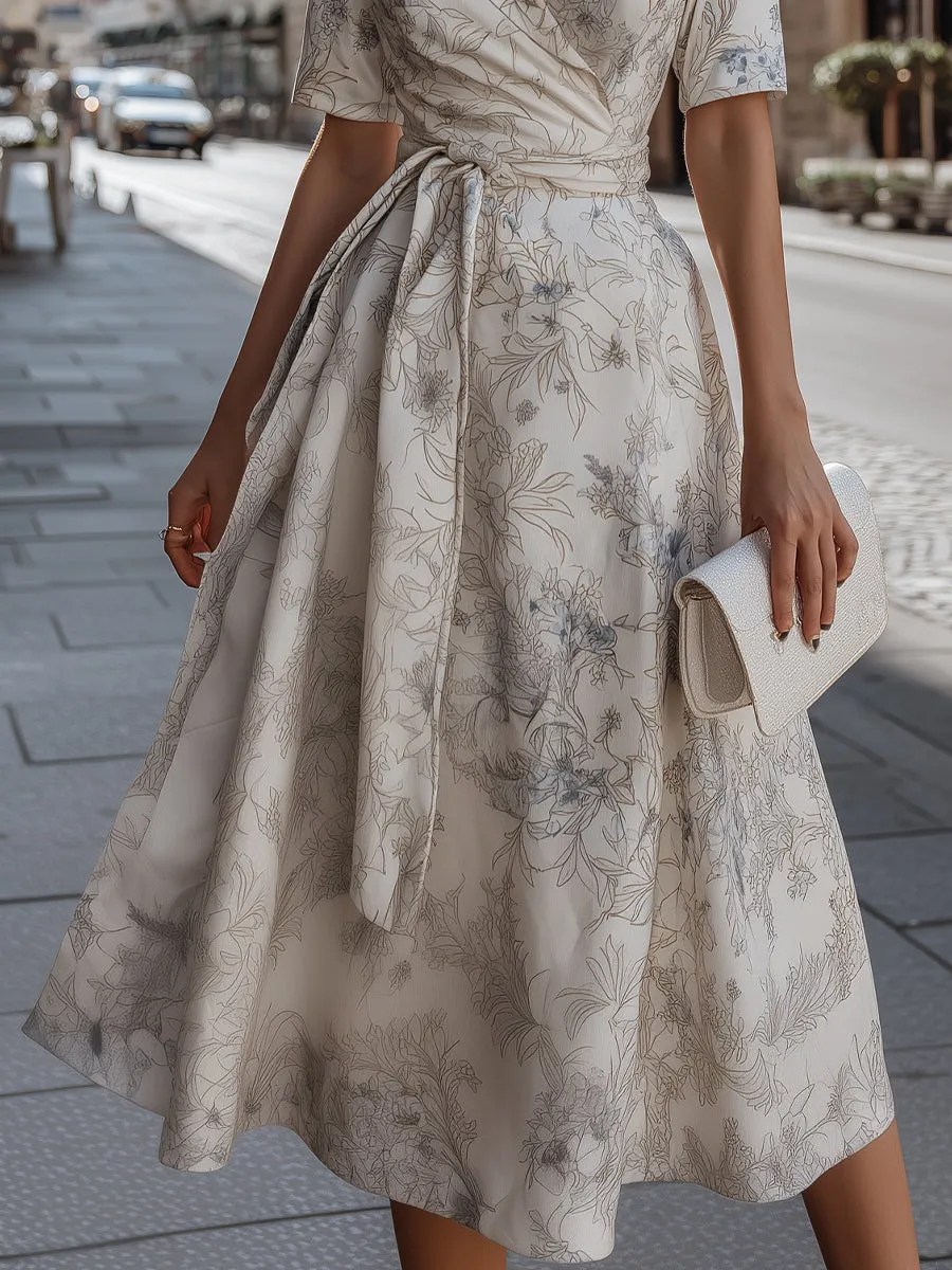 Floral Wrap Midi Dress With Tie Waist sold by Mooyius product image thumbnail 4
