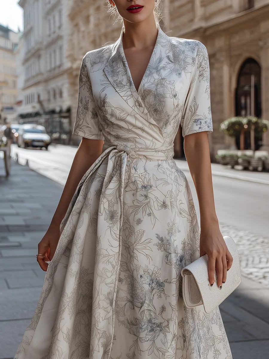 Floral Wrap Midi Dress With Tie Waist sold by Mooyius product image thumbnail 3