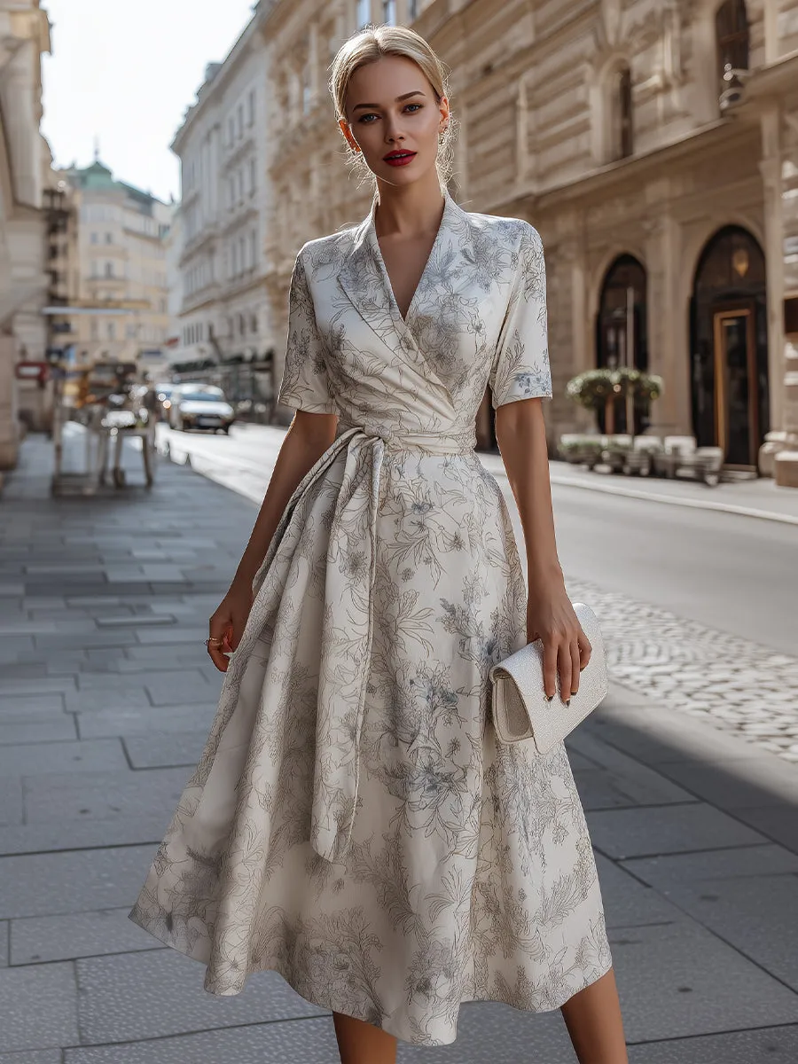 Floral Wrap Midi Dress With Tie Waist sold by Mooyius product image thumbnail 2