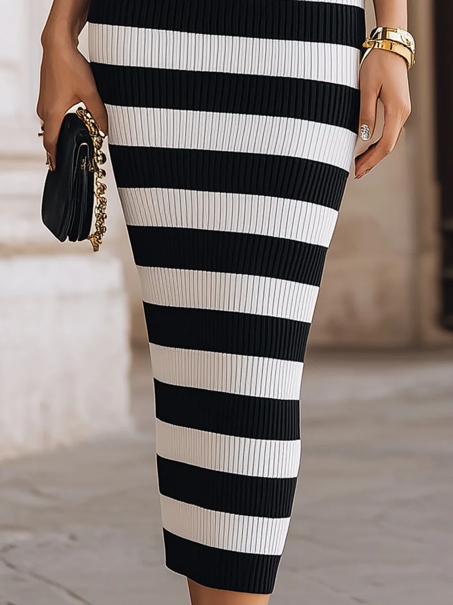Elegant Rib-Knit Mock Neck Bodycon Midi Dress sold by Mooyius product image thumbnail 4