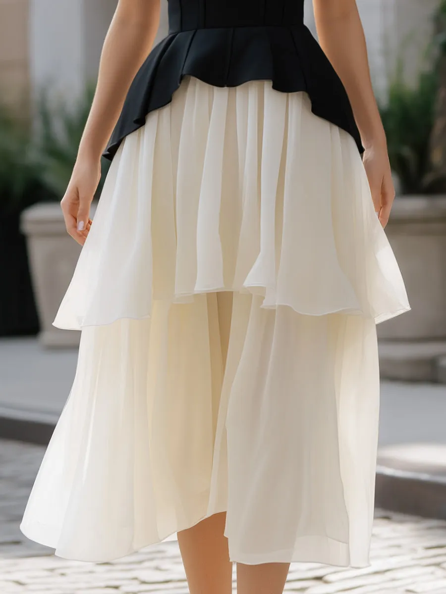 Halter Neck Peplum Layered Midi Dress sold by Mooyius product image thumbnail 3