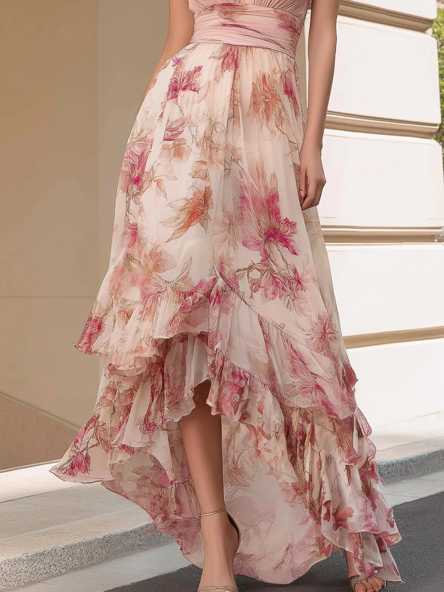 Floral Halter Neck Ruffled Maxi Dress sold by Mooyius product image thumbnail 4
