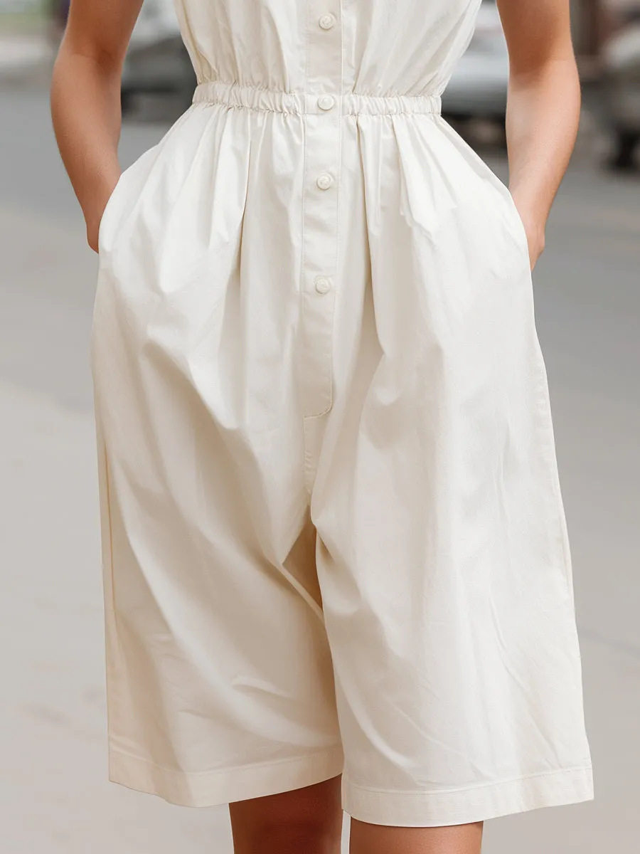 Sleeveless Button-Front Jumpsuit With Drawstring Waist sold by Mooyius product image thumbnail 3