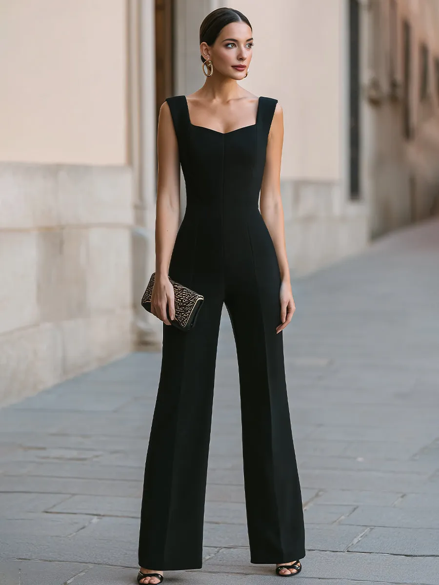 Square Neck Tailored Wide-Leg Jumpsuit sold by Mooyius product image thumbnail 2