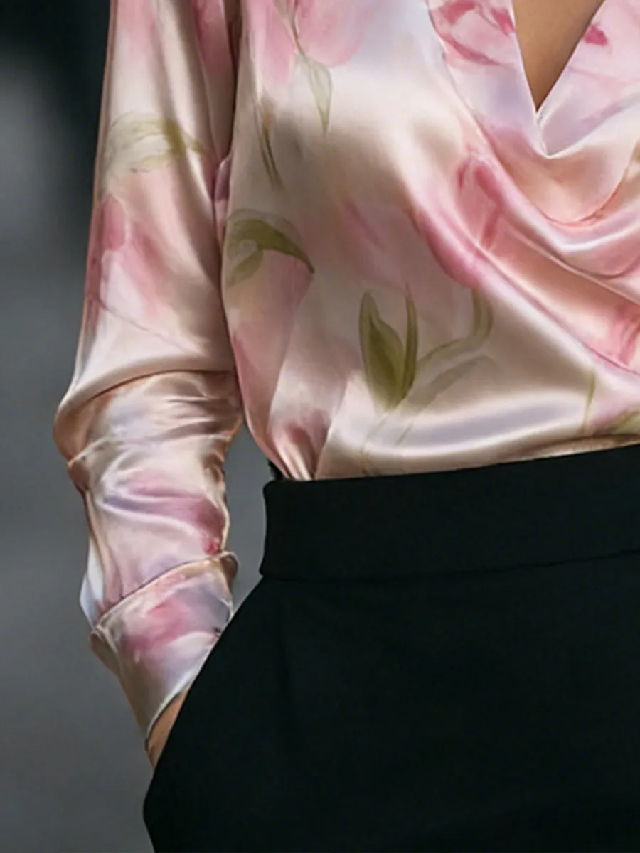 Elegant Satin Floral Blouse sold by Mooyius product image thumbnail 4