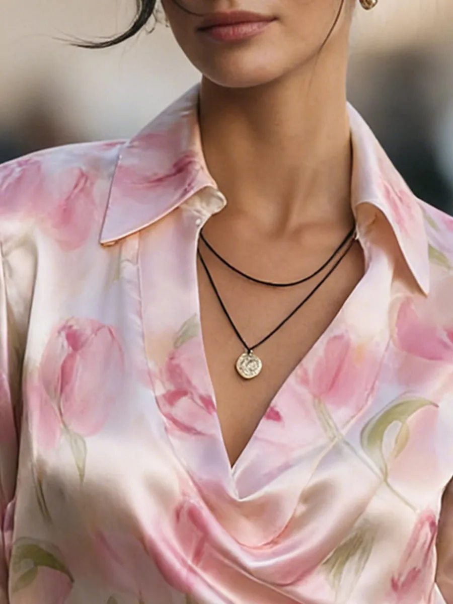 Elegant Satin Floral Blouse sold by Mooyius product image thumbnail 3