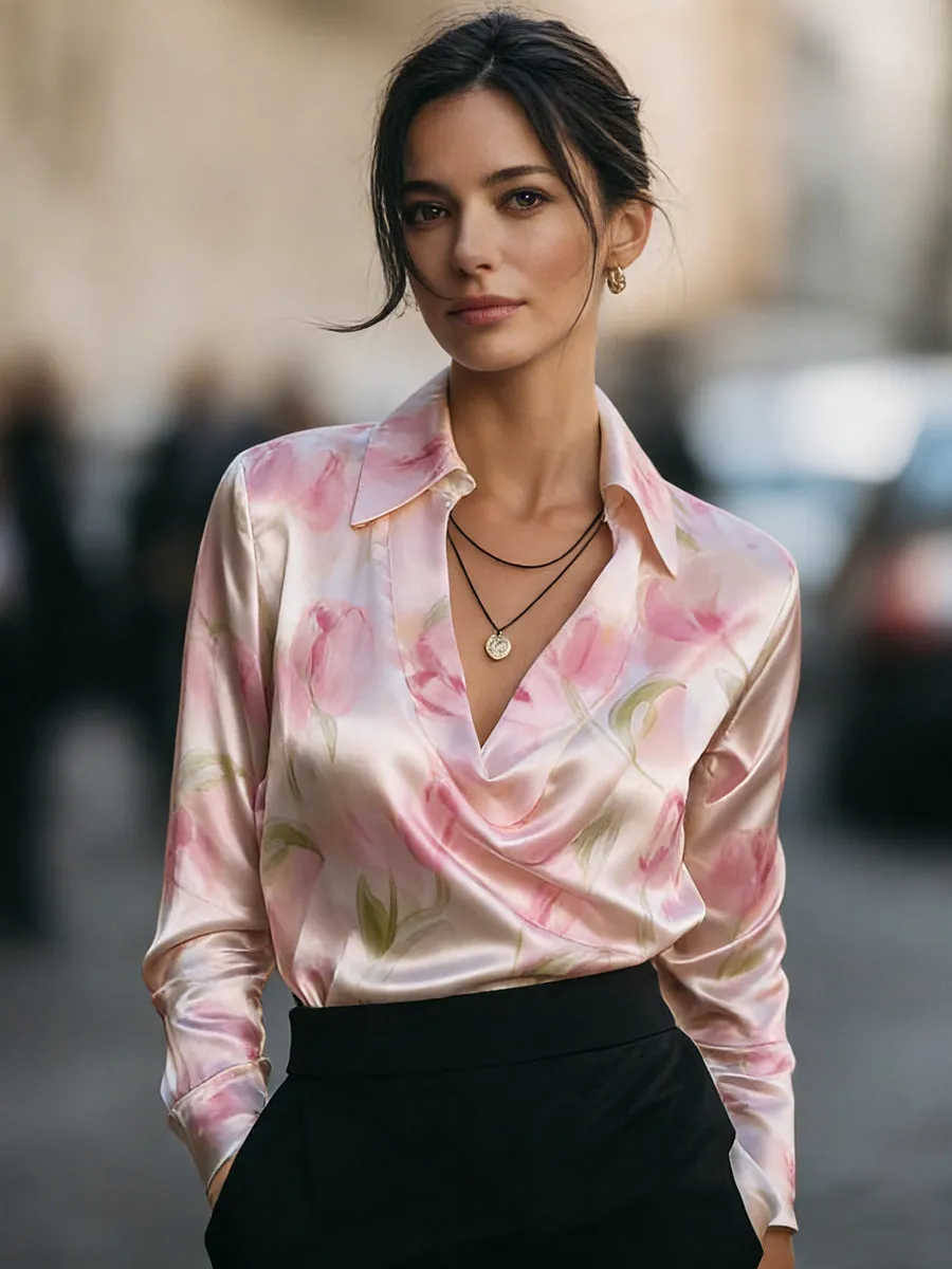 Elegant Satin Floral Blouse sold by Mooyius product image thumbnail 2