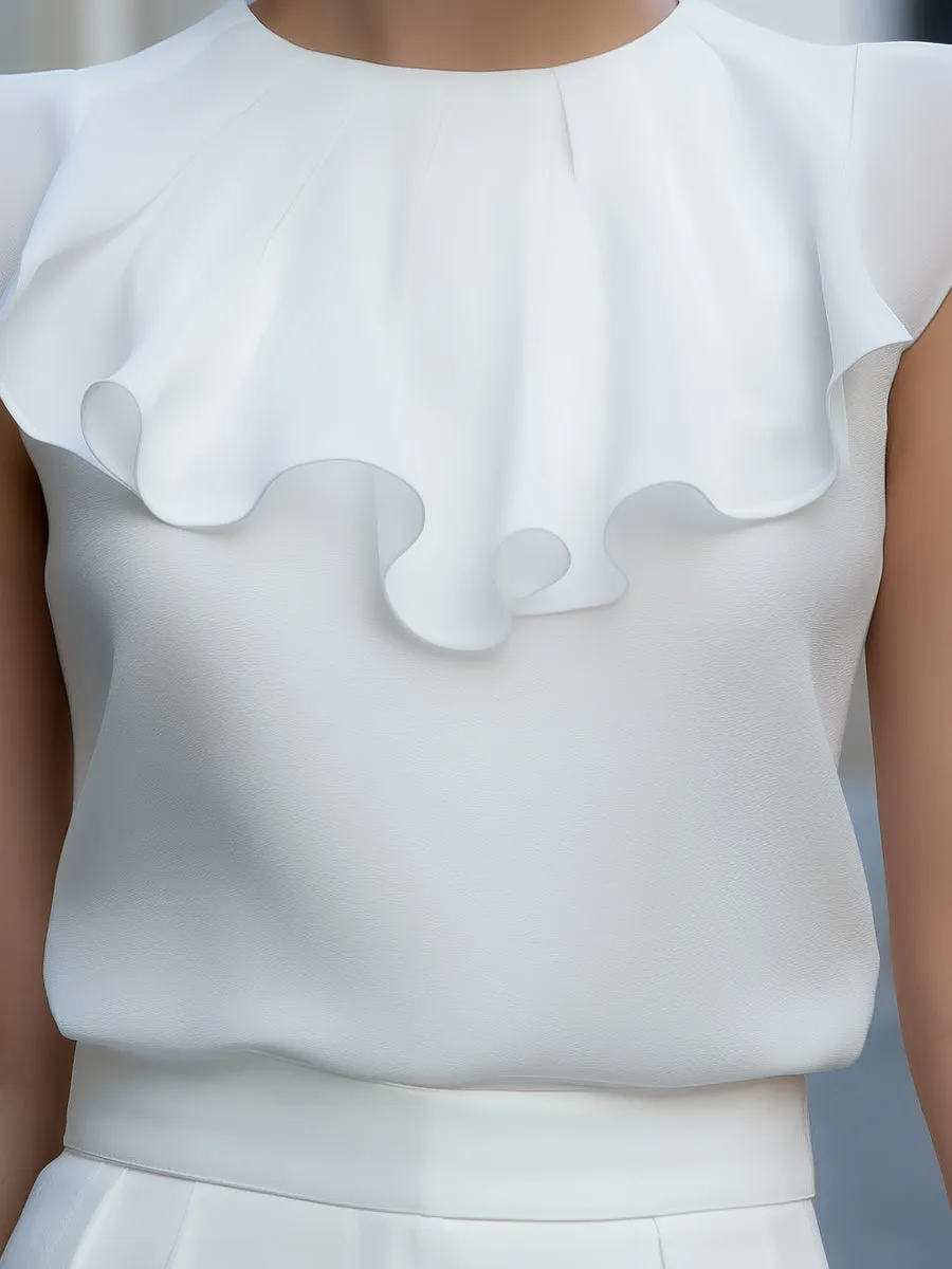 Layered Ruffled Chiffon Sleeveless Blouse sold by Mooyius product image thumbnail 3
