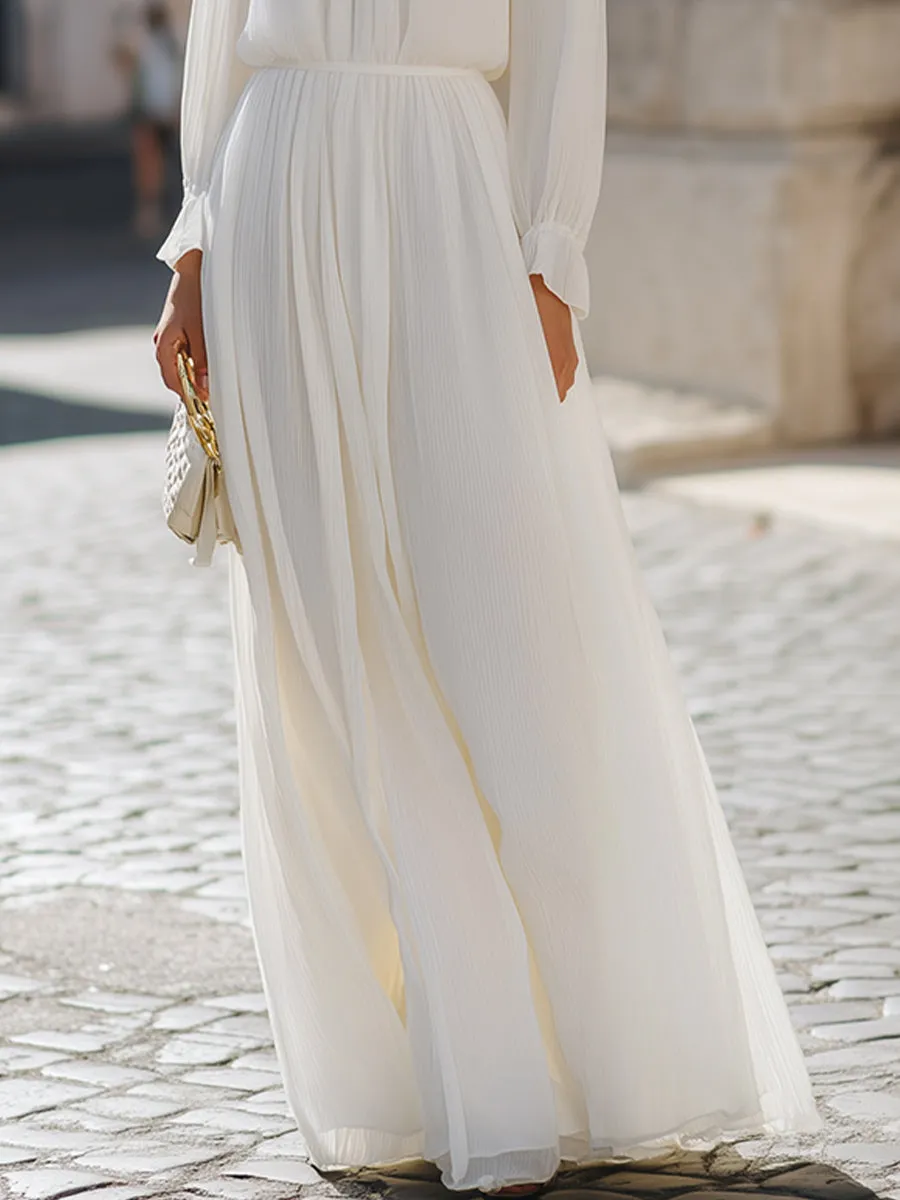 Graceful Pleated High-Neck Maxi Dress sold by Mooyius product image thumbnail 3