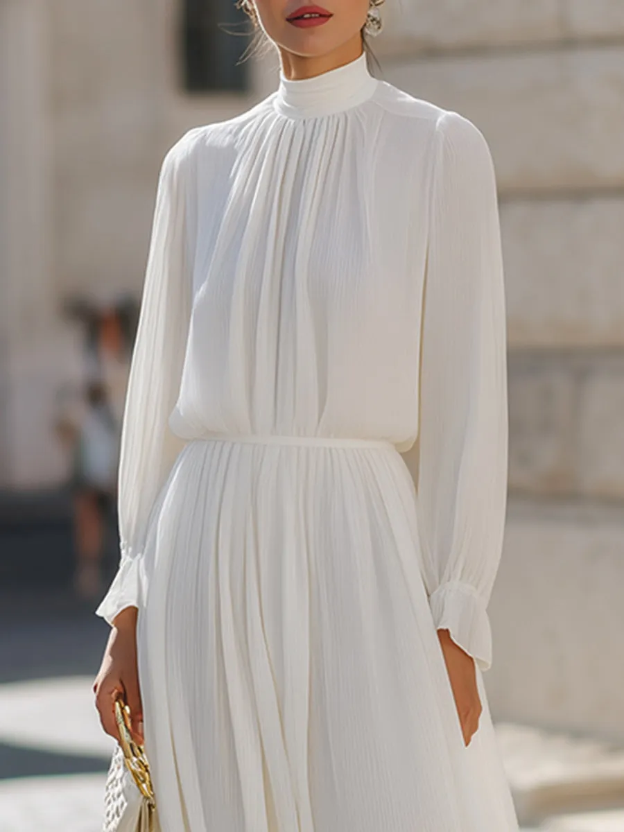 Graceful Pleated High-Neck Maxi Dress sold by Mooyius product image thumbnail 4