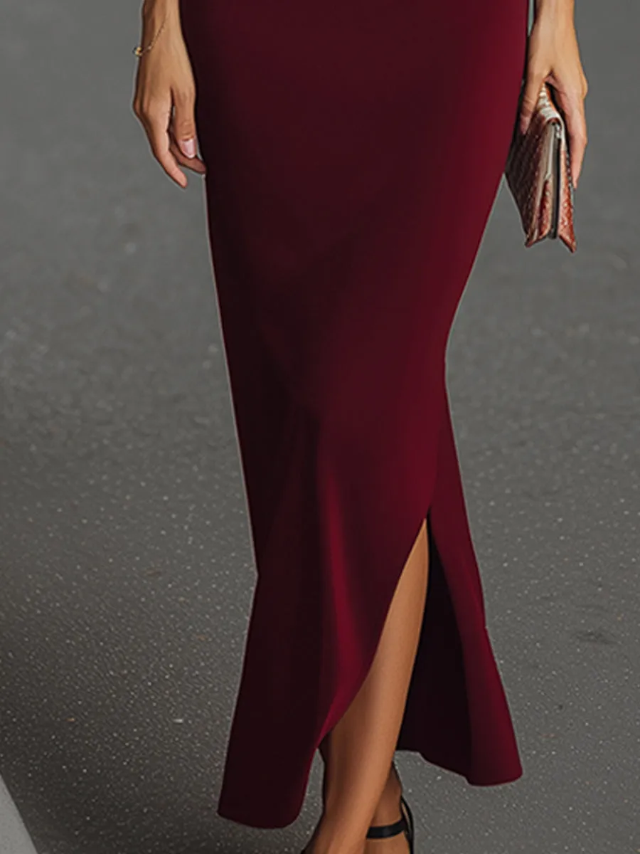 Elegant Square-Neck Bodycon Midi Dress sold by Mooyius product image thumbnail 4