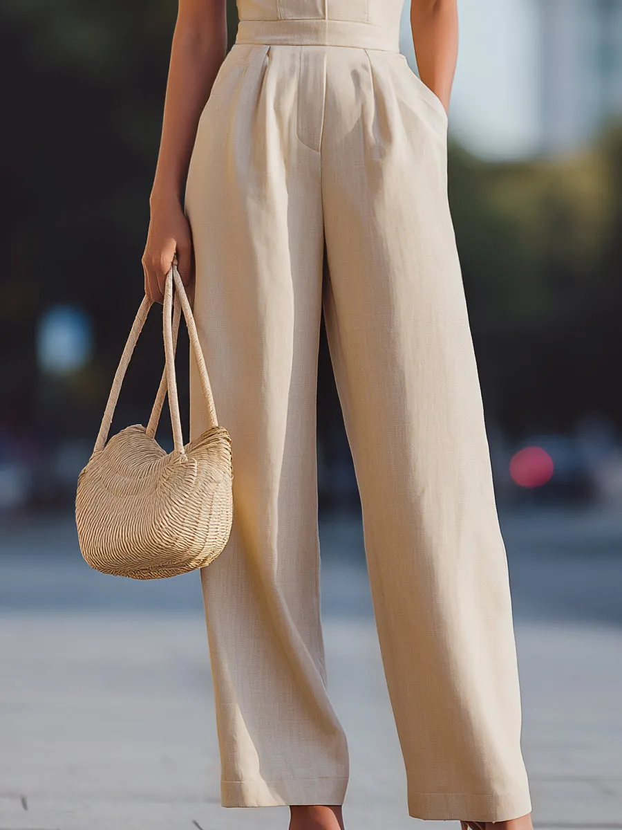 Tailored Spaghetti-Strap Wide-Leg Jumpsuit sold by Mooyius product image thumbnail 3