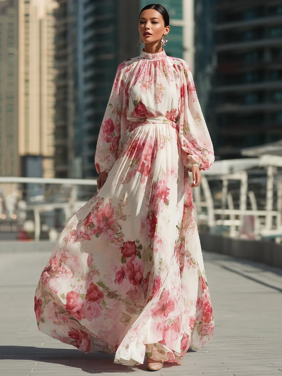 Elegant Floral Chiffon Maxi Gown sold by Mooyius product image thumbnail 2