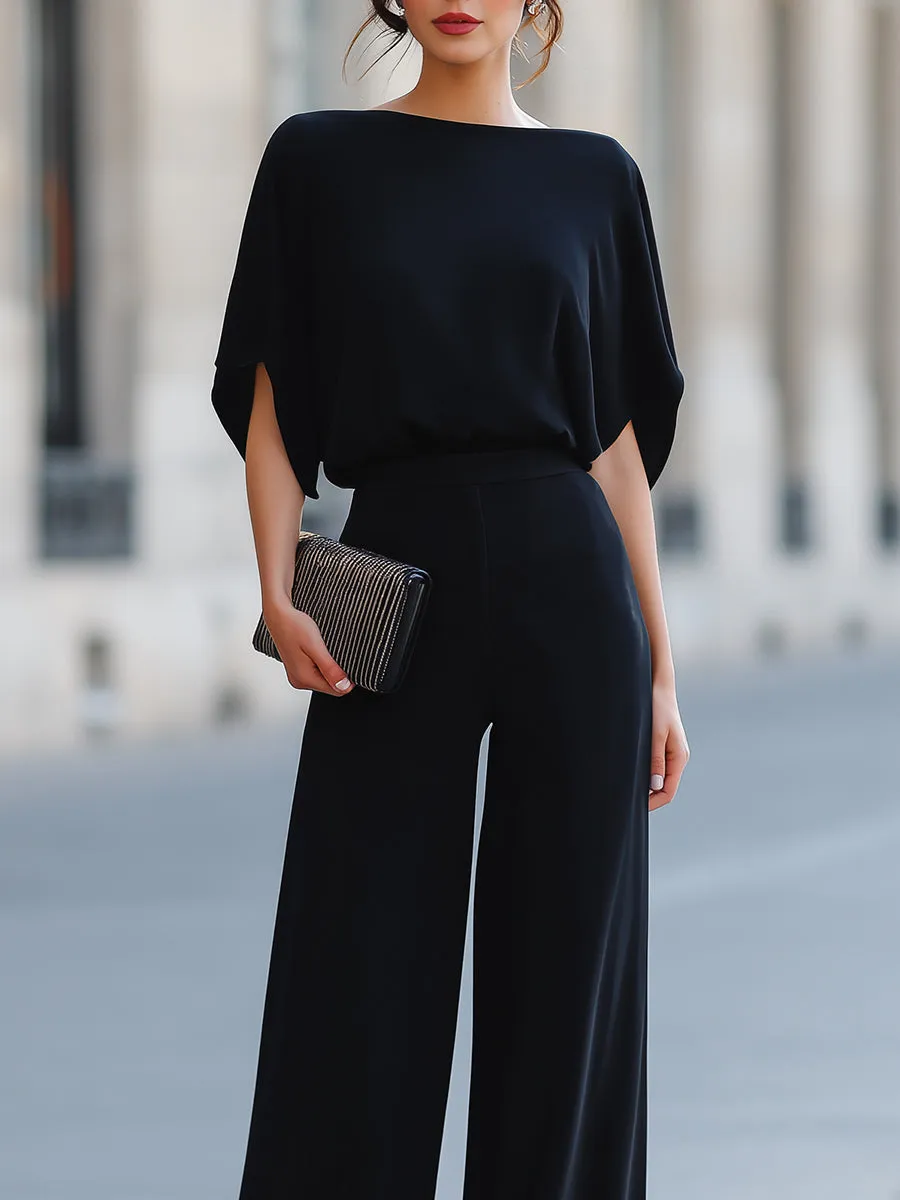 Draped Boat Neck Top And Wide Leg Pants Set sold by Mooyius product image thumbnail 3