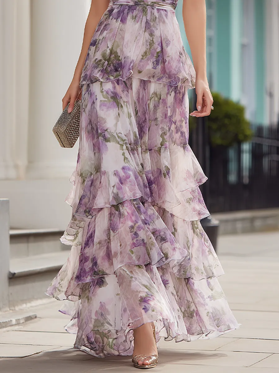 Cold Shoulder Floral Tiered Maxi Dress sold by Mooyius product image thumbnail 4