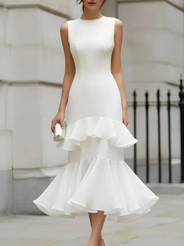 Sleeveless Tiered Ruffle Midi Dress made by Mooyius