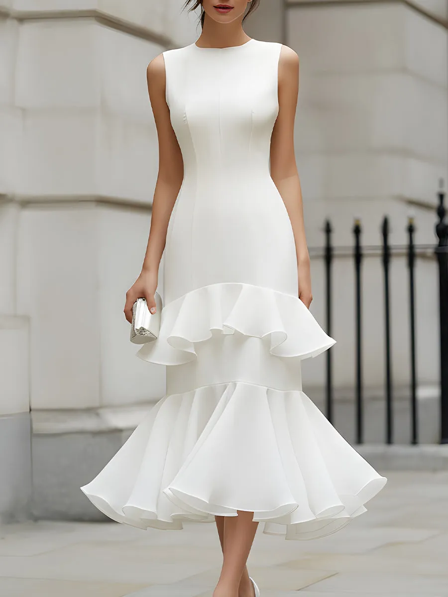 Sleeveless Tiered Ruffle Midi Dress sold by Mooyius