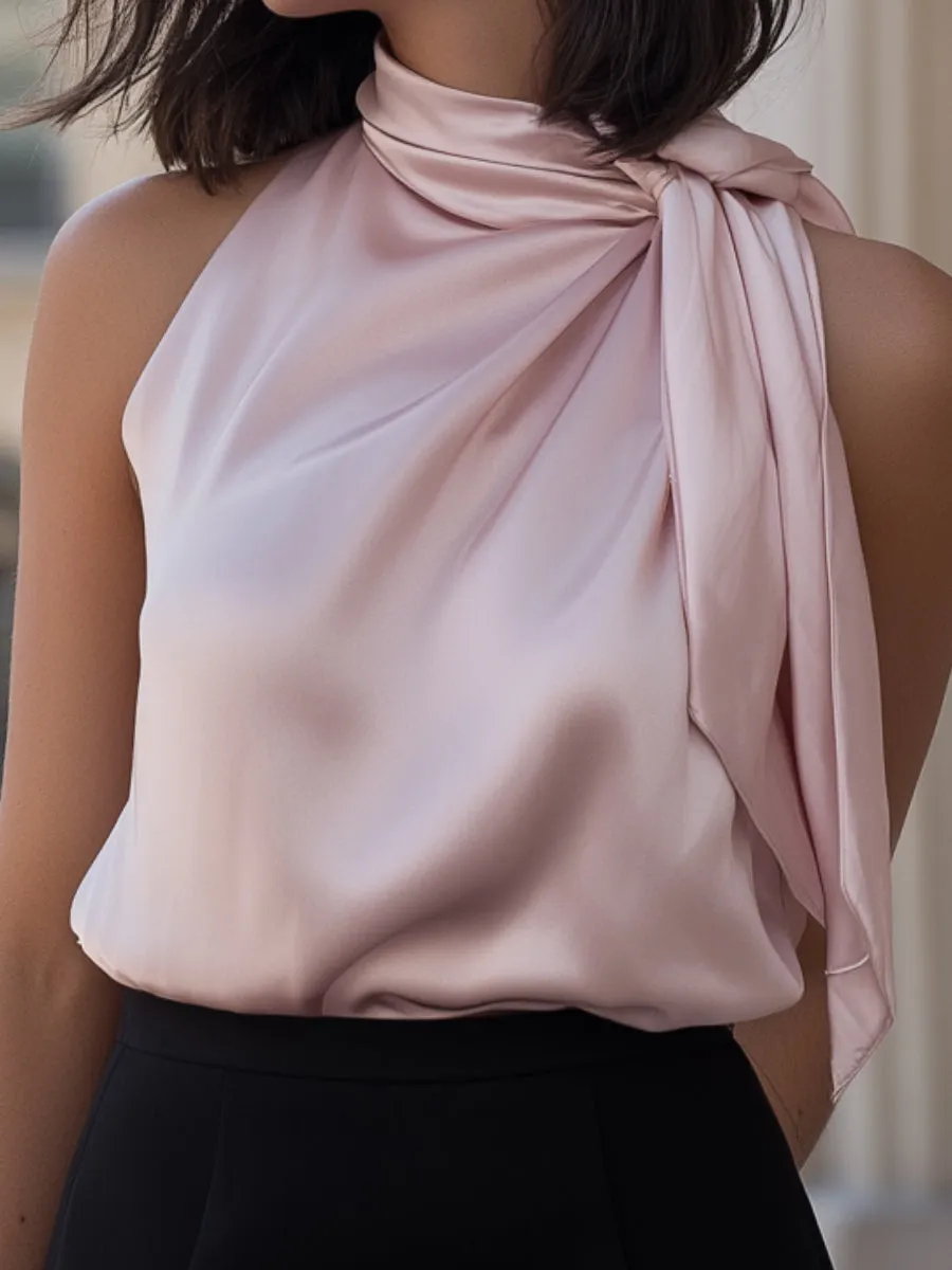 Sleeveless Satin Top & Tailored Mini Skirt Two-Piece Set sold by Mooyius product image thumbnail 2