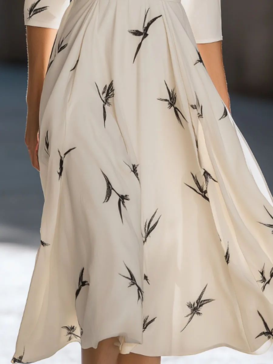 Printed Wrap-Style Midi Dress sold by Mooyius product image thumbnail 4