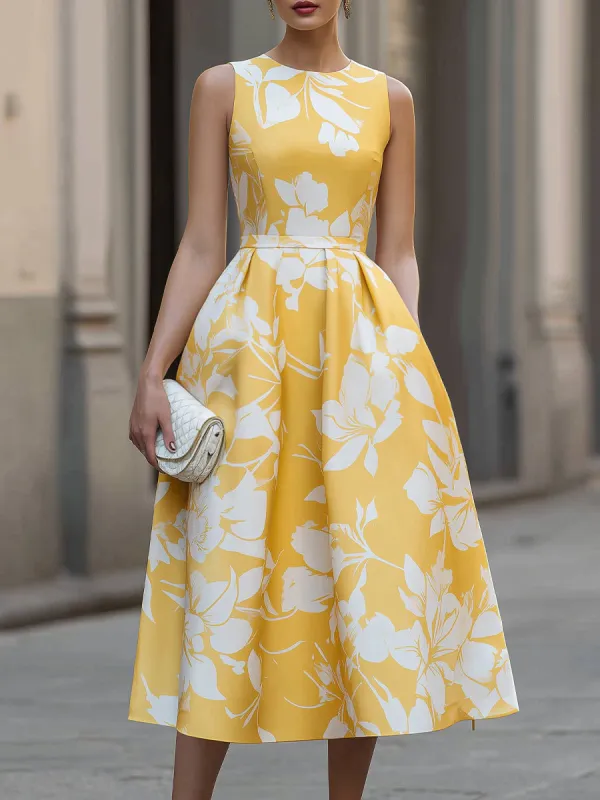 Sleeveless Floral Print Midi Dress made by Mooyius