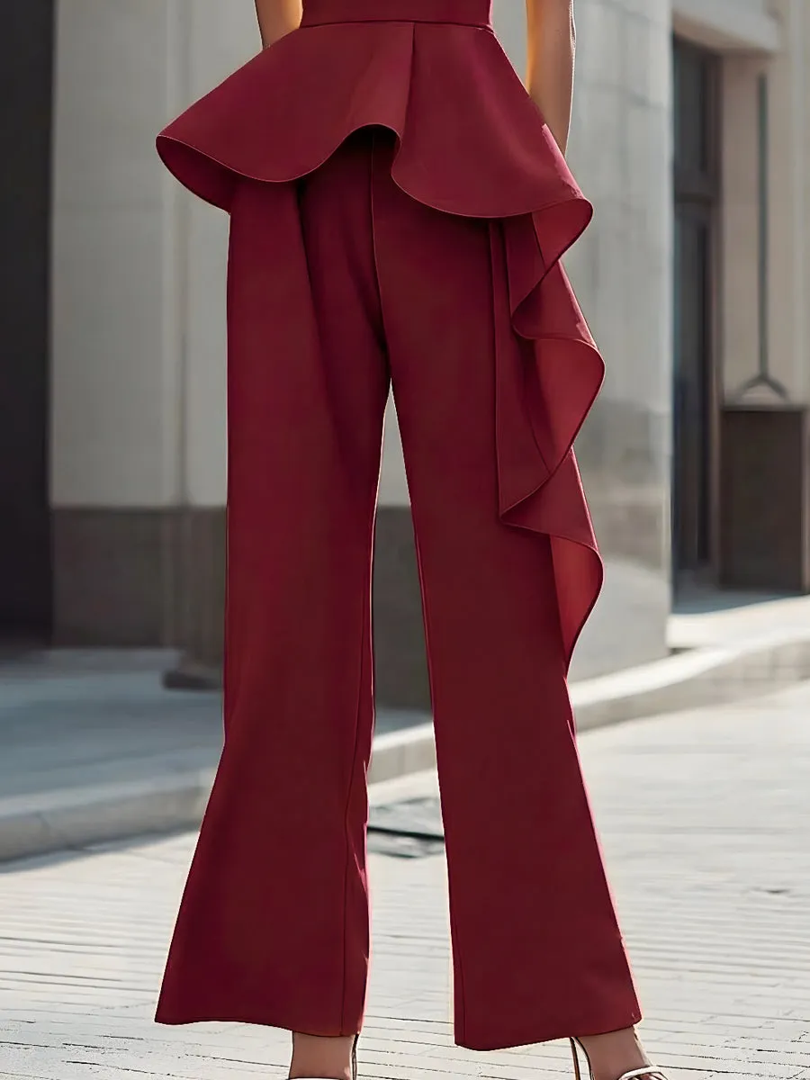 Strapless Sculpted Peplum Wide-Leg Jumpsuit sold by Mooyius product image thumbnail 3