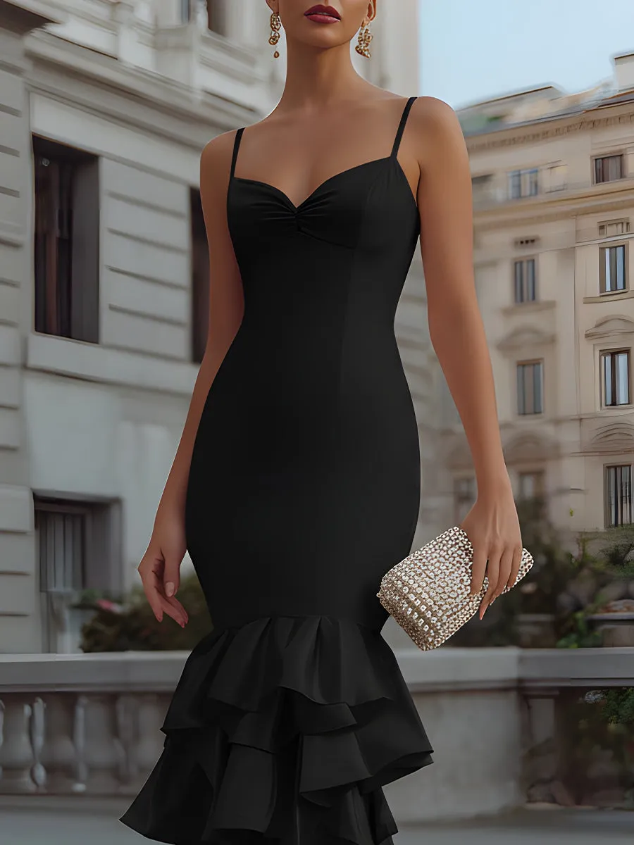 Sweetheart Neckline Slip Dress With Tiered Ruffle Hem sold by Mooyius product image thumbnail 3