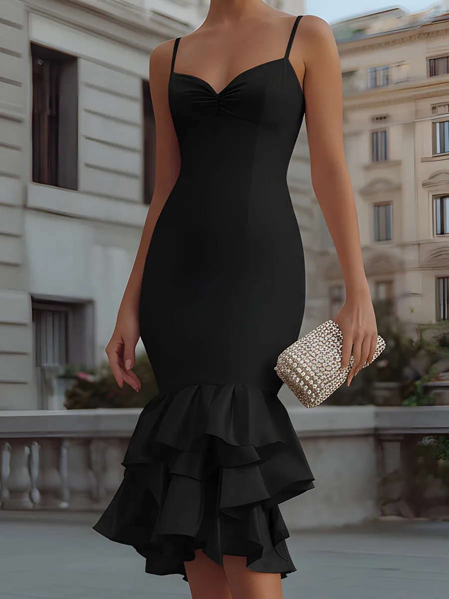 Sweetheart Neckline Slip Dress With Tiered Ruffle Hem sold by Mooyius product image thumbnail 4