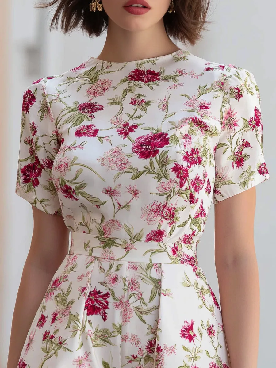 Floral Short-Sleeve Round Neckline Romper sold by Mooyius product image thumbnail 3