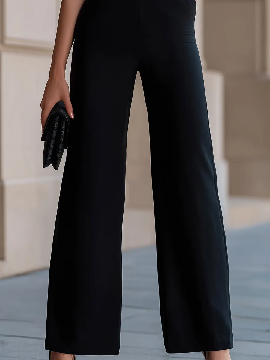 Glamorous Black Sweetheart Neck Puff Sleeve Wide-Leg Jumpsuit sold by Mooyius product image thumbnail 3