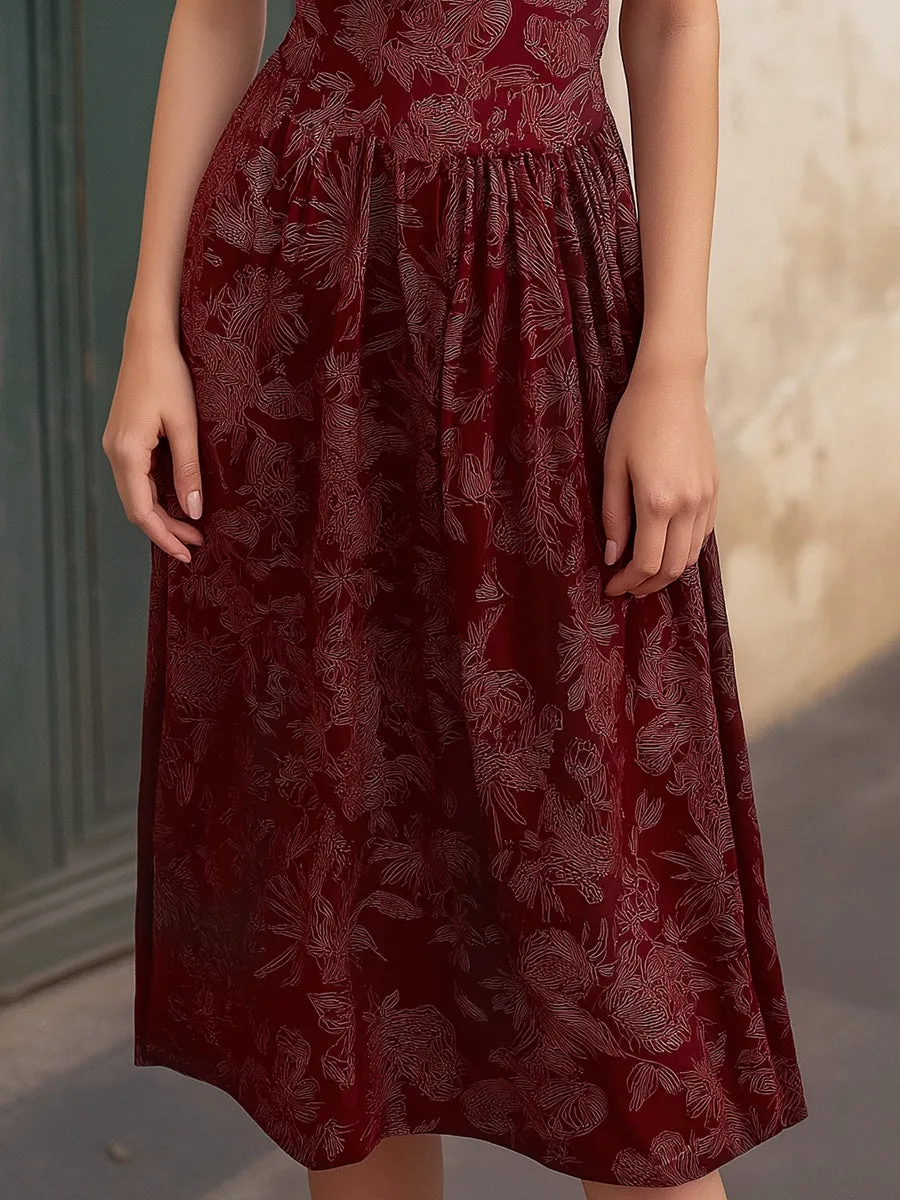 Halter V-Neck Printed Midi Dress sold by Mooyius product image thumbnail 3