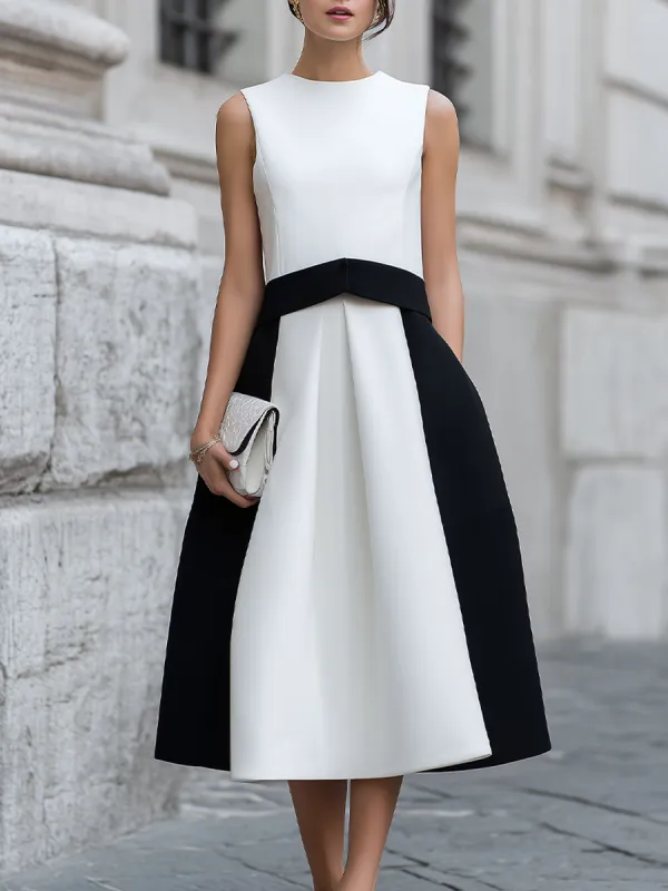 Sleeveless Contrast Panel Midi Set made by Mooyius