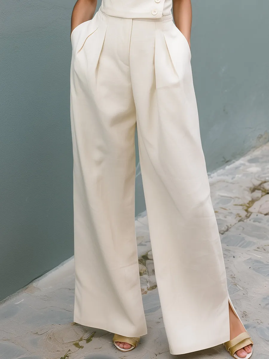 Button-Detail Spaghetti Strap Wide-Leg Jumpsuit sold by Mooyius product image thumbnail 3