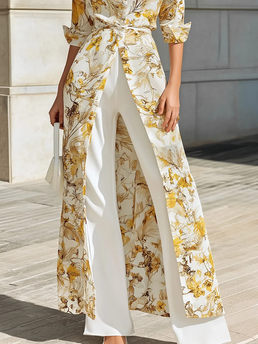 Floral Printed Chiffon Shirt Dress sold by Mooyius product image thumbnail 3