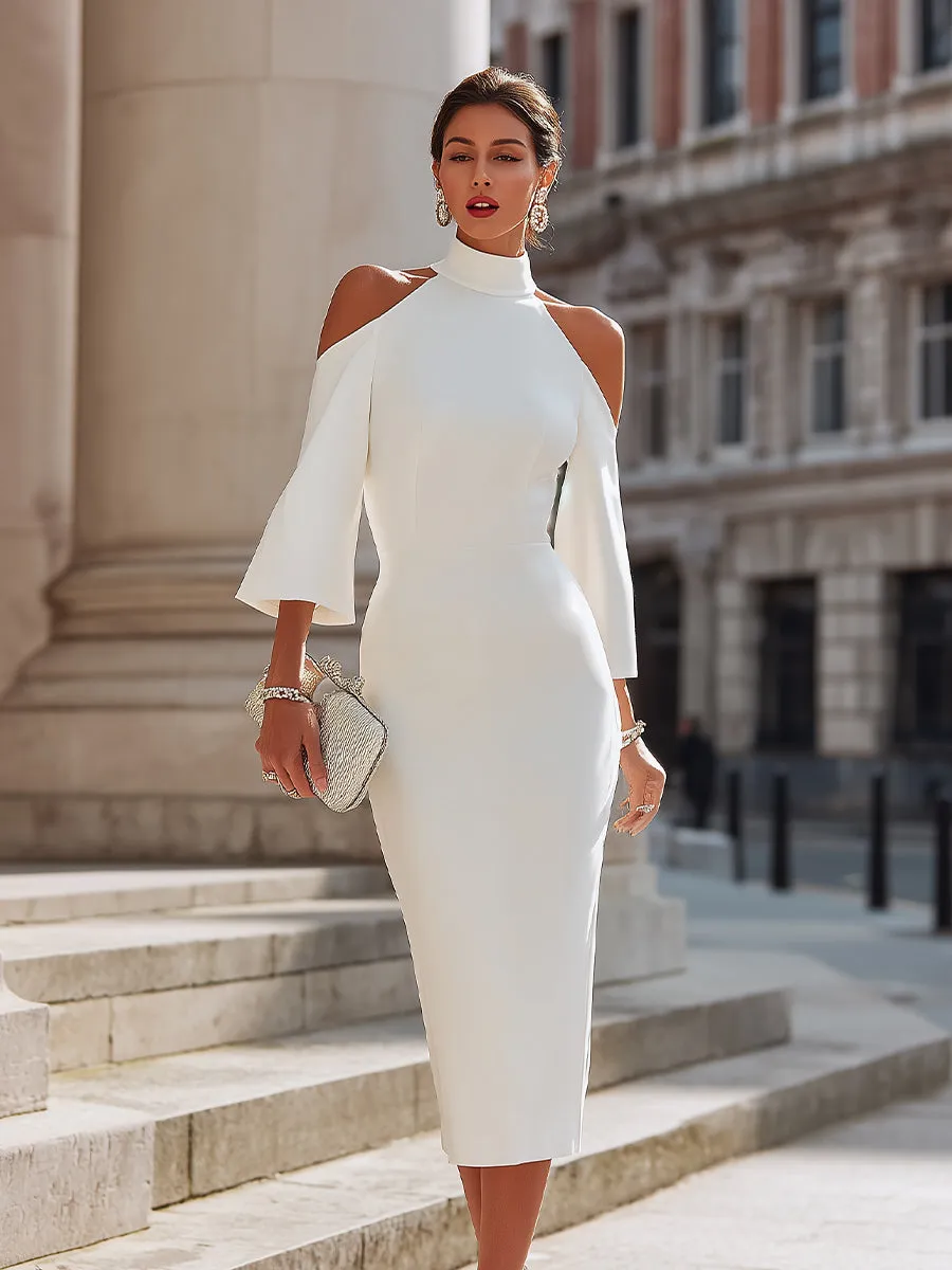 Cold-Shoulder High-Neck Midi Dress sold by Mooyius product image thumbnail 2