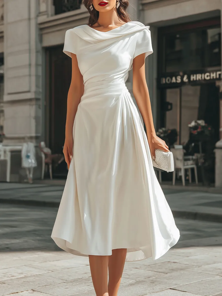 Draped Asymmetric Midi Dress sold by Mooyius