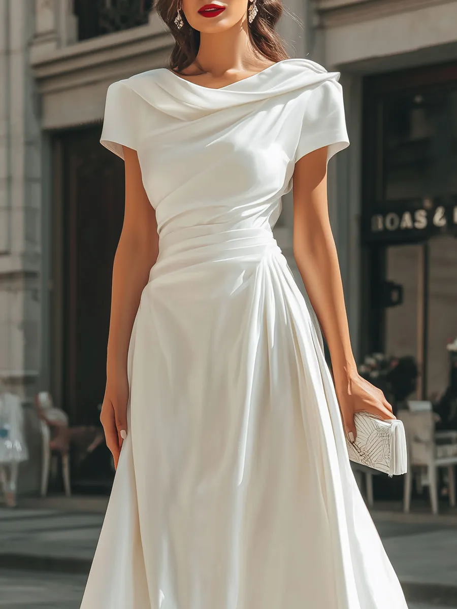 Draped Asymmetric Midi Dress sold by Mooyius product image thumbnail 3