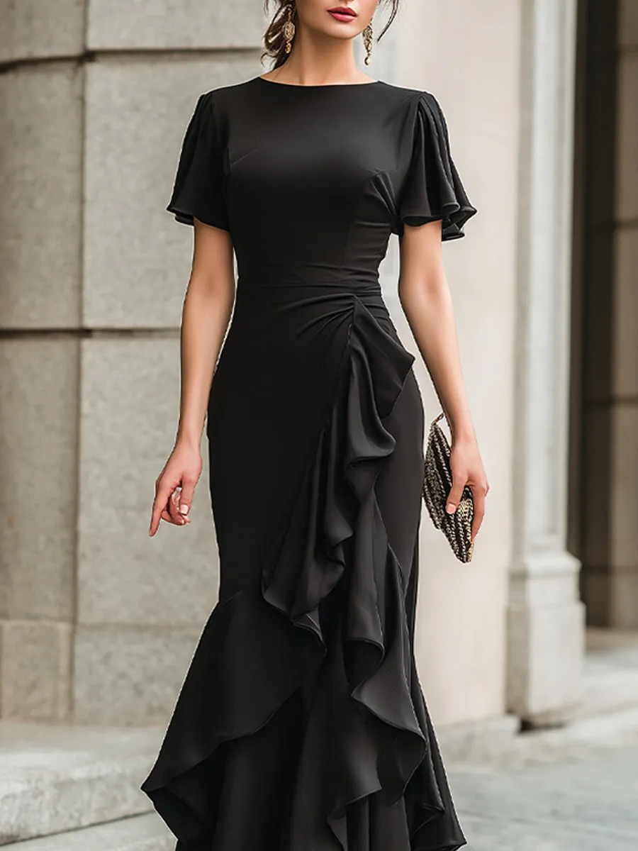 Flutter Sleeve Ruffled Evening Gown sold by Mooyius product image thumbnail 3