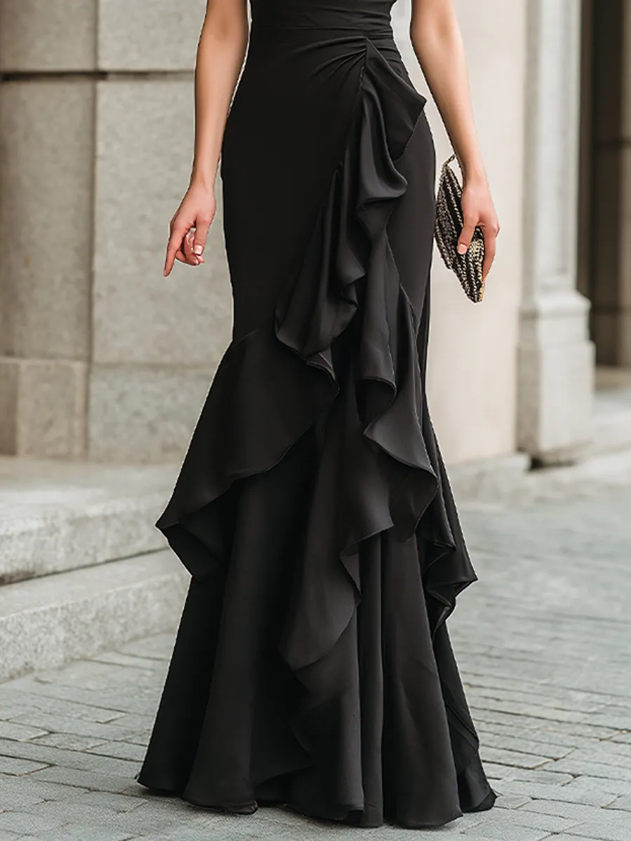 Flutter Sleeve Ruffled Evening Gown sold by Mooyius product image thumbnail 4