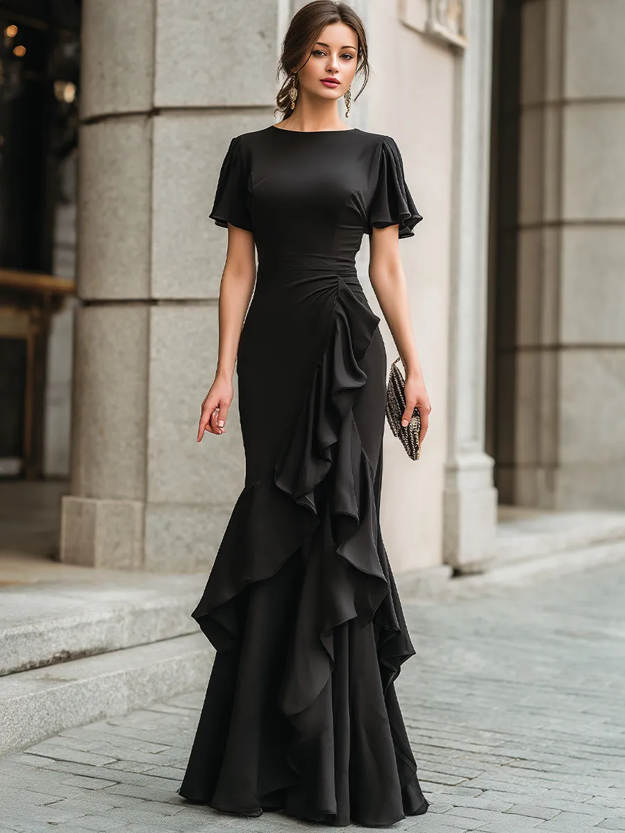 Flutter Sleeve Ruffled Evening Gown sold by Mooyius product image thumbnail 2