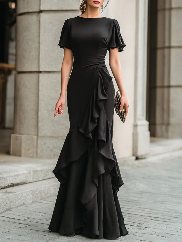 Flutter Sleeve Ruffled Evening Gown made by Mooyius