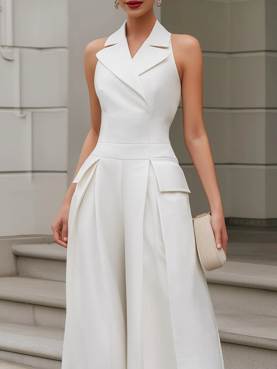 Tailored Halter Lapel Wide-Leg Jumpsuit sold by Mooyius product image thumbnail 2