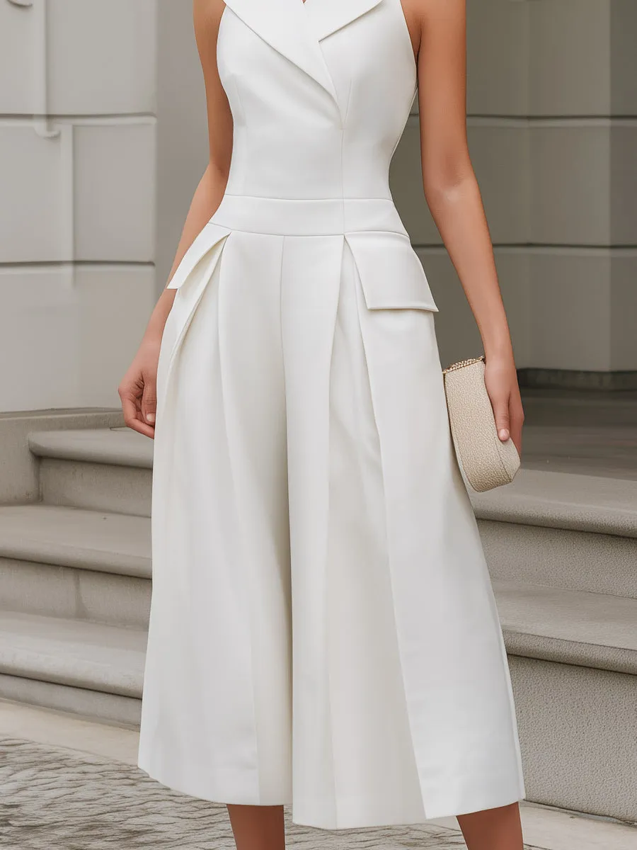 Tailored Halter Lapel Wide-Leg Jumpsuit sold by Mooyius product image thumbnail 3