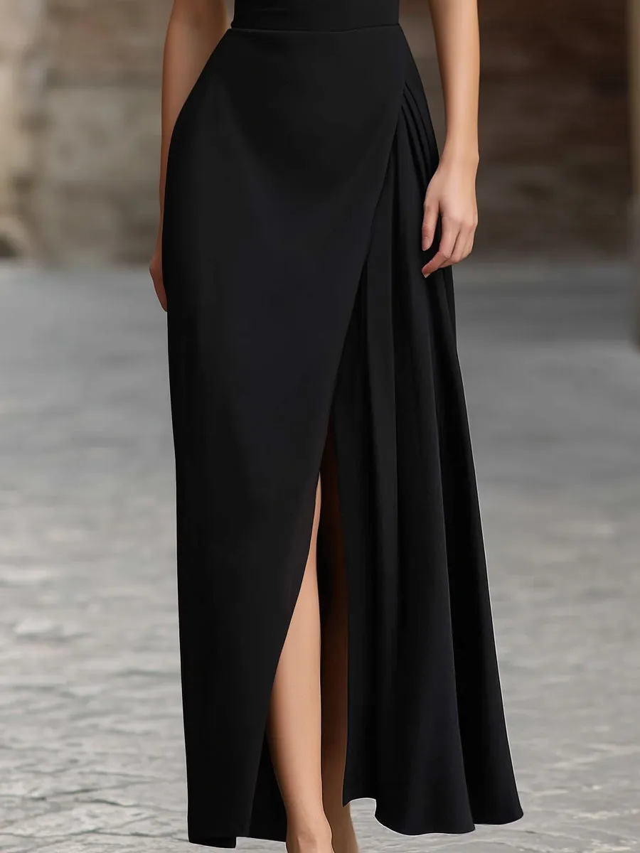 Cross-Halter Draped Front Slit Maxi Dress sold by Mooyius product image thumbnail 3