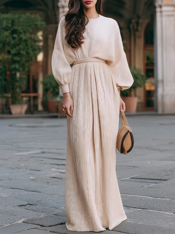 Aurelia Two-Piece Pleated Lantern-Sleeve Set sold by Mooyius