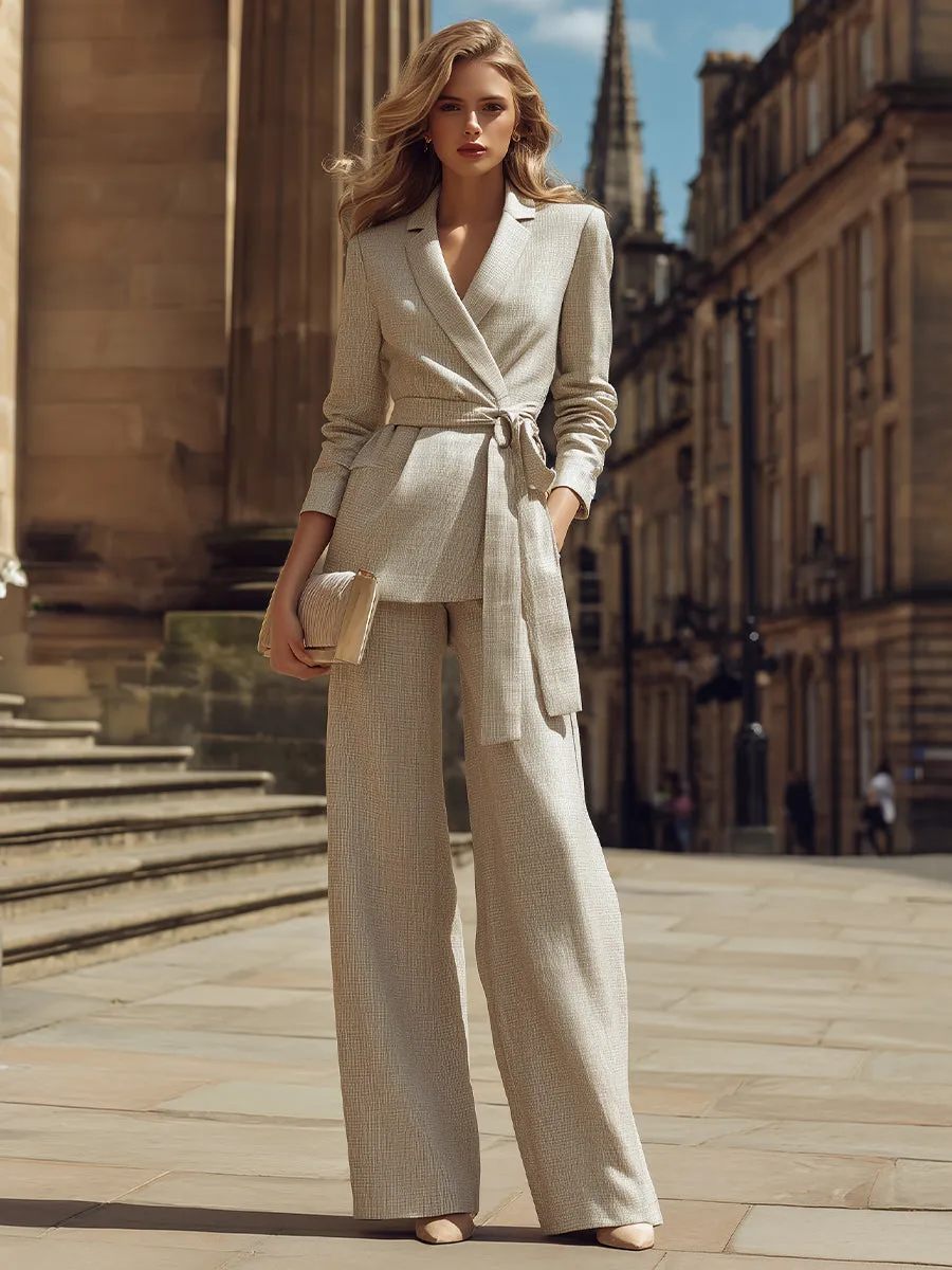 Tailored Belted Blazer And Wide-Leg Pants Set sold by Mooyius product image thumbnail 2