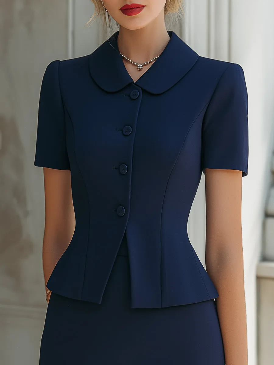 Tailored Short Sleeve Peplum Blazer & Mini Skirt Set sold by Mooyius product image thumbnail 2