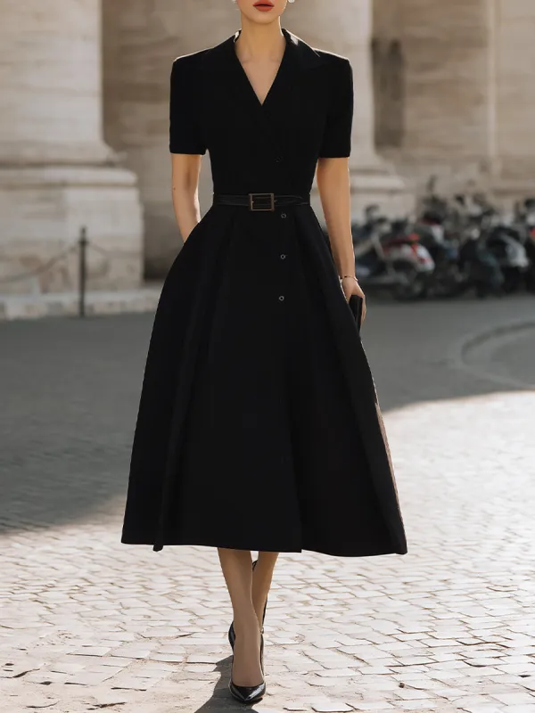 Short Sleeve Tailored Button-Front Midi Dress made by Mooyius