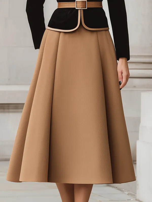 Elegant High-Waist A-Line Midi Skirt made by Mooyius